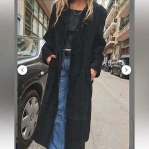 90's Classic Suede Black Women's Coat - excellent condition, size 8P